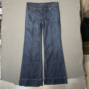 Banana Republic Jeans Womens 10 (35 X 32) Dark Wash Stretch Classic Wide Leg